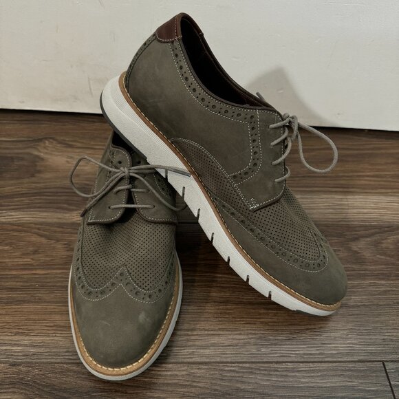 Johnston & Murphy Martell Perforated Wingtip Gray Tumble Nubuck Sz 9 M - Picture 2 of 5